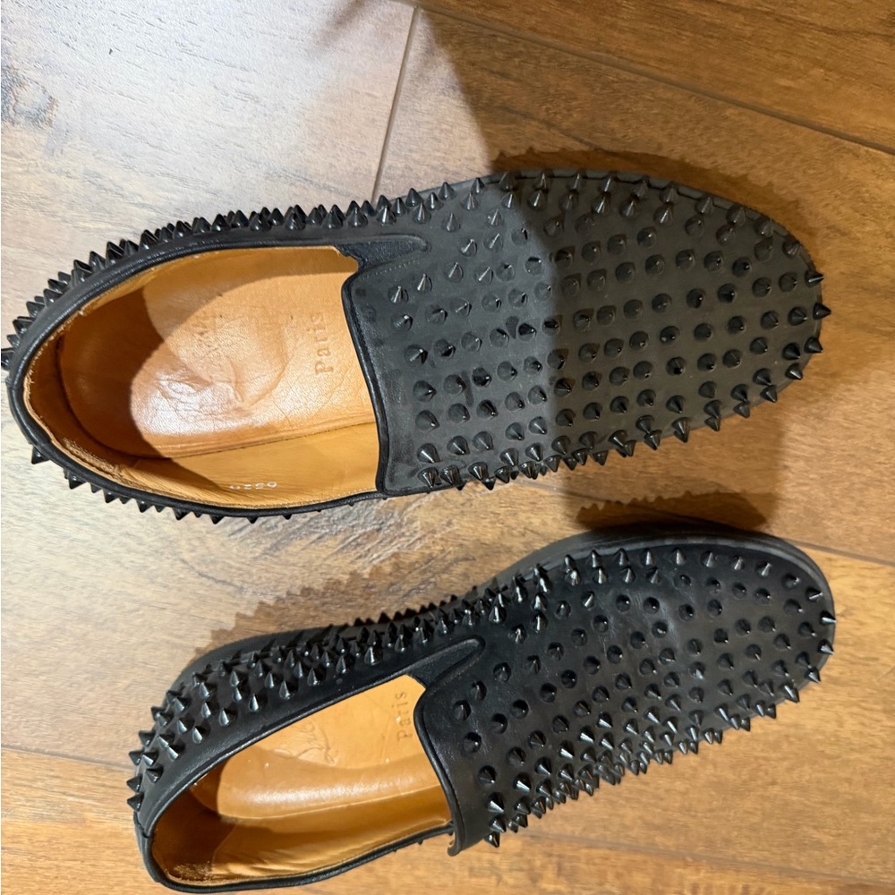 Christian Louboutin Black Studded Loafers - Picture 3 of 6